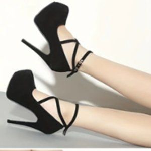 Strappy Suede Platform Pumps